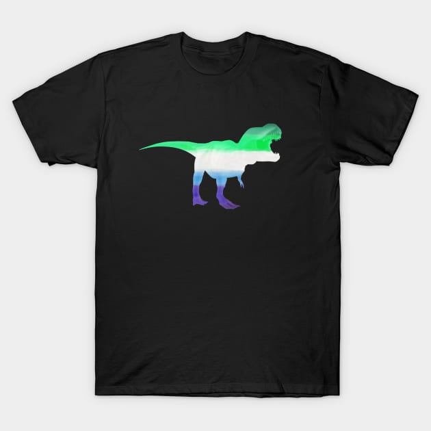 Subtle MLM T-rex - Gay (Men Loving Men) Love Dinosaur T-Shirt by CottonGarb